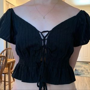 Princess Polly Black Lace Up Front Party Top